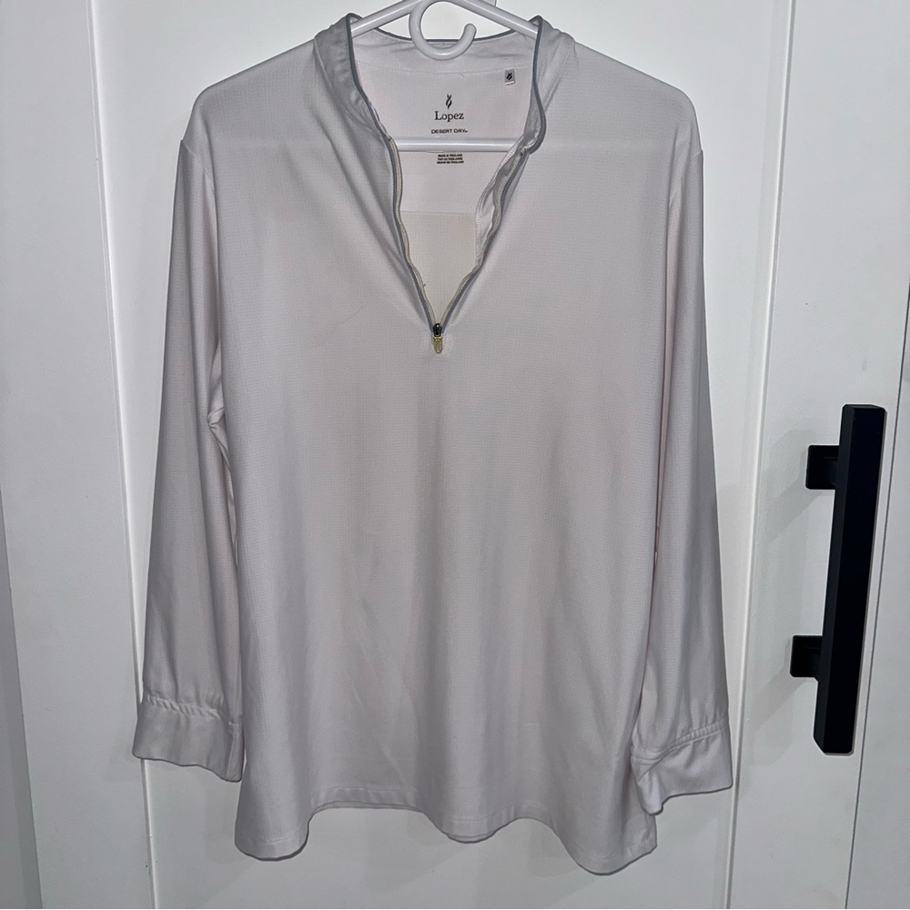 Nancy Lopez Desert Dry White 1/4 Zip Golf Pullover Shirt Women’s XL